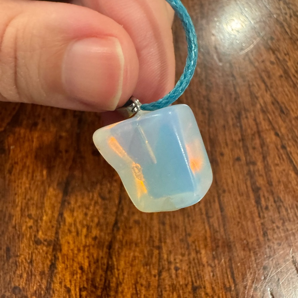 Moonstone Crystal Necklace with Flash on Cord - Picture 2 of 5